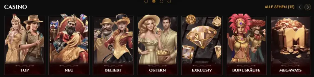 Spielkatalog im Online Casino – Slots, Tischspiele und Live-Casino auf einer Seite